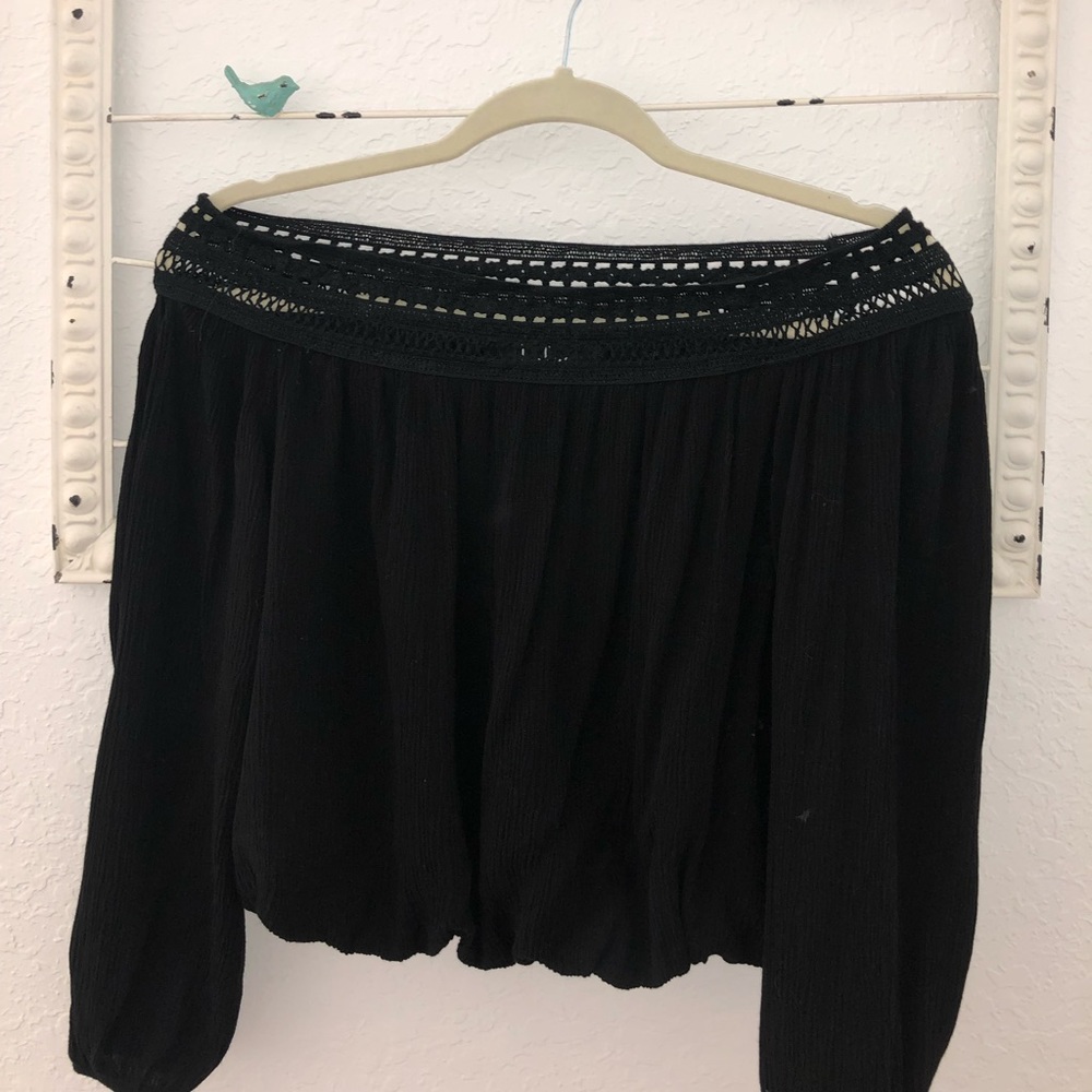 Black off-the-shoulder crop top
